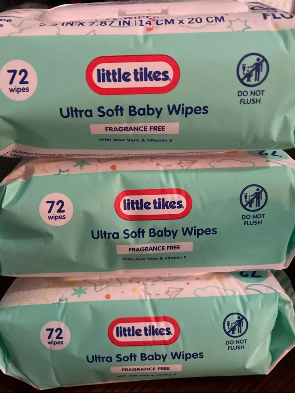 Little Tikes Ultra Soft Baby Wipes - Fragrance Free, Mint Green (72 ct) x3